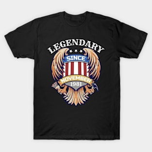 Legendary Since November 1981 Patriotic November Birthday T-Shirt